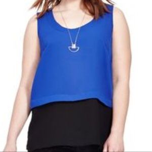 City Chic 16w Blue Black Top